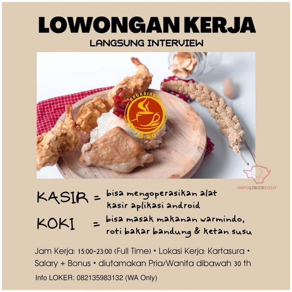 Lowongan Kerja Angkringan Jowo Kartasura - INFO LOKER SOLO