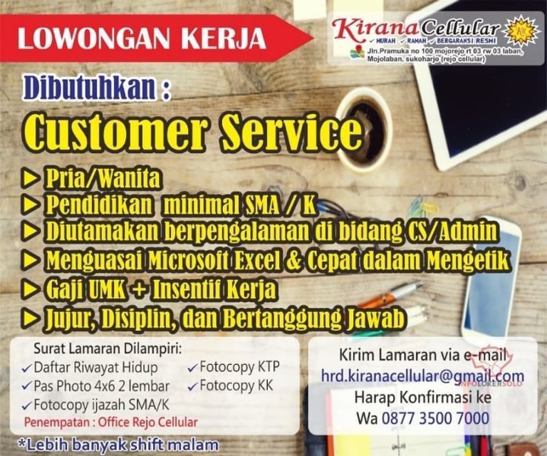 Persyaratan Kerja Di Cwii Sragen / Lowongan Kerja Karyawati di Toko Mas