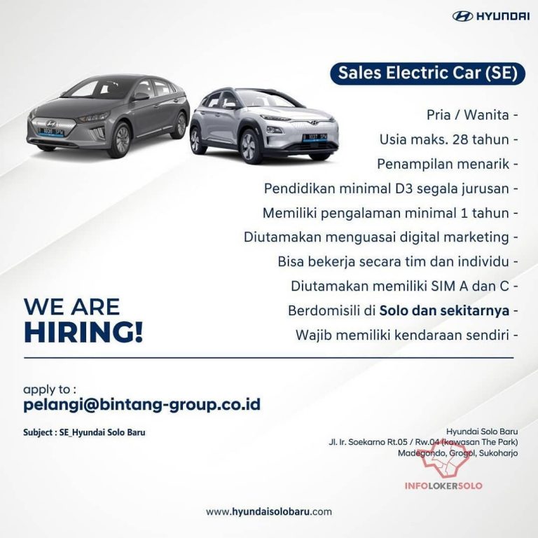 Lowongan Kerja Sales Electric Car Hyundai Solo Baru - INFO LOKER SOLO