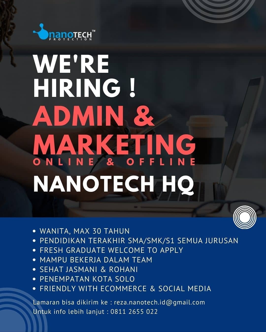 Lowongan Kerja Admin Marketing Nanotech Protection Solo - INFO LOKER SOLO