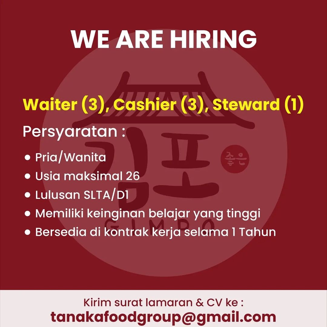 Lowongan Kerja Crew Outlet Tanaka Food Group di Solo - INFO LOKER SOLO