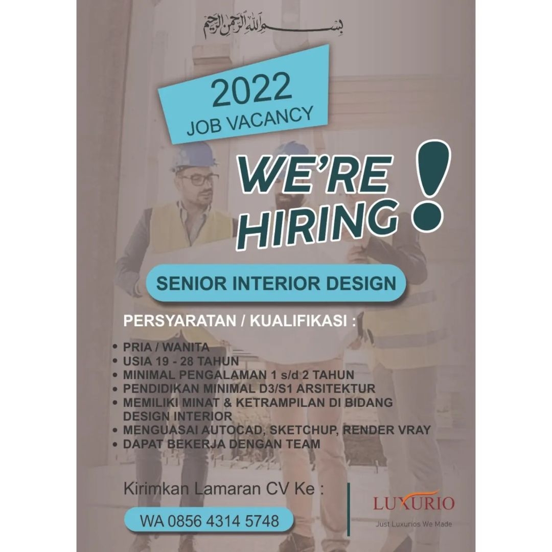 Lowongan Kerja 2022 Team Luxurio Jasa Interior di Solo - INFO LOKER SOLO