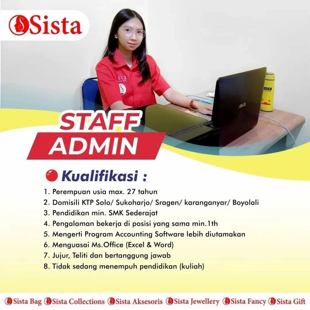 Lowongan Kerja 2022 Toko Sista Group di Solo - INFO LOKER SOLO