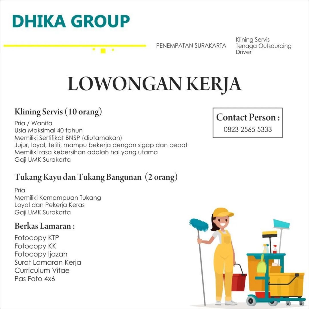 Lowongan Kerja April 2022 Team Dhika Group di Solo - INFO LOKER SOLO