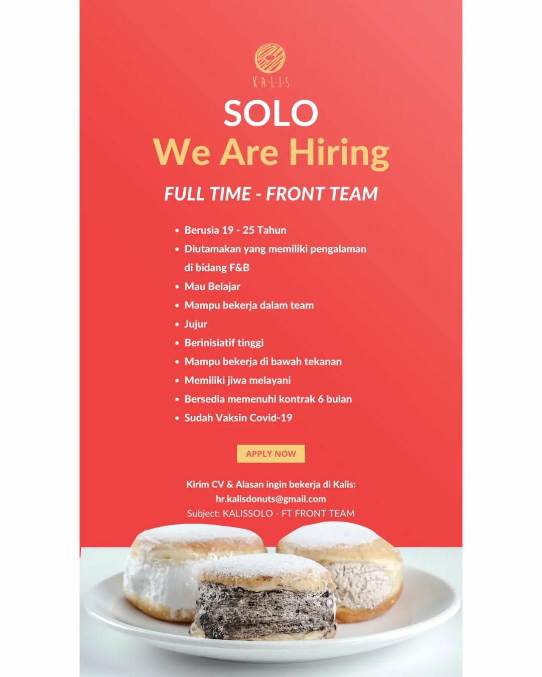 Lowongan Kerja Juli 2022 Team Kalis Donuts di Solo - INFO LOKER SOLO