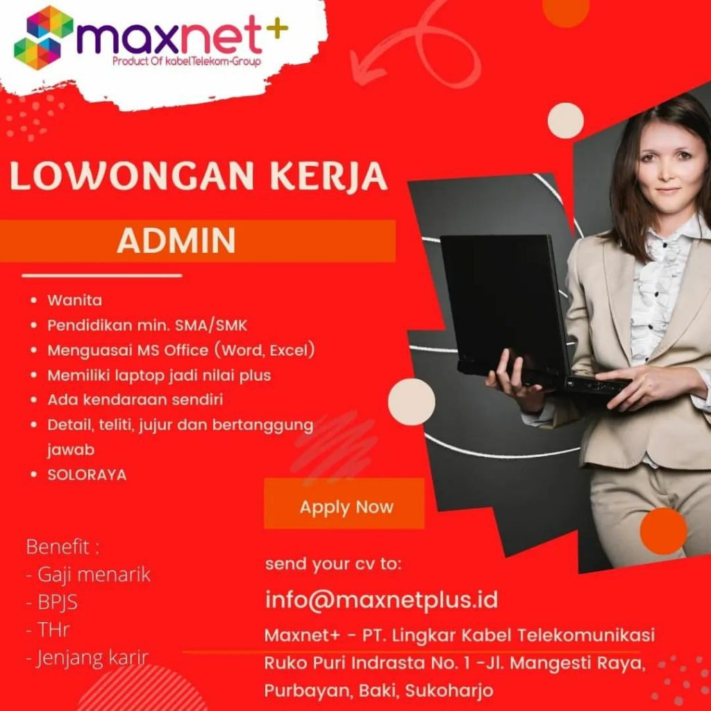 Lowongan Kerja Juli 2022 Team Maxnetplus di Solo - INFO LOKER SOLO