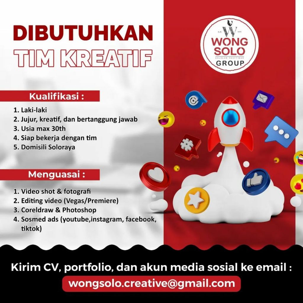 Lowongan Kerja Juli 2022 Tim Kreatif Wong Solo Group di Solo - INFO ...