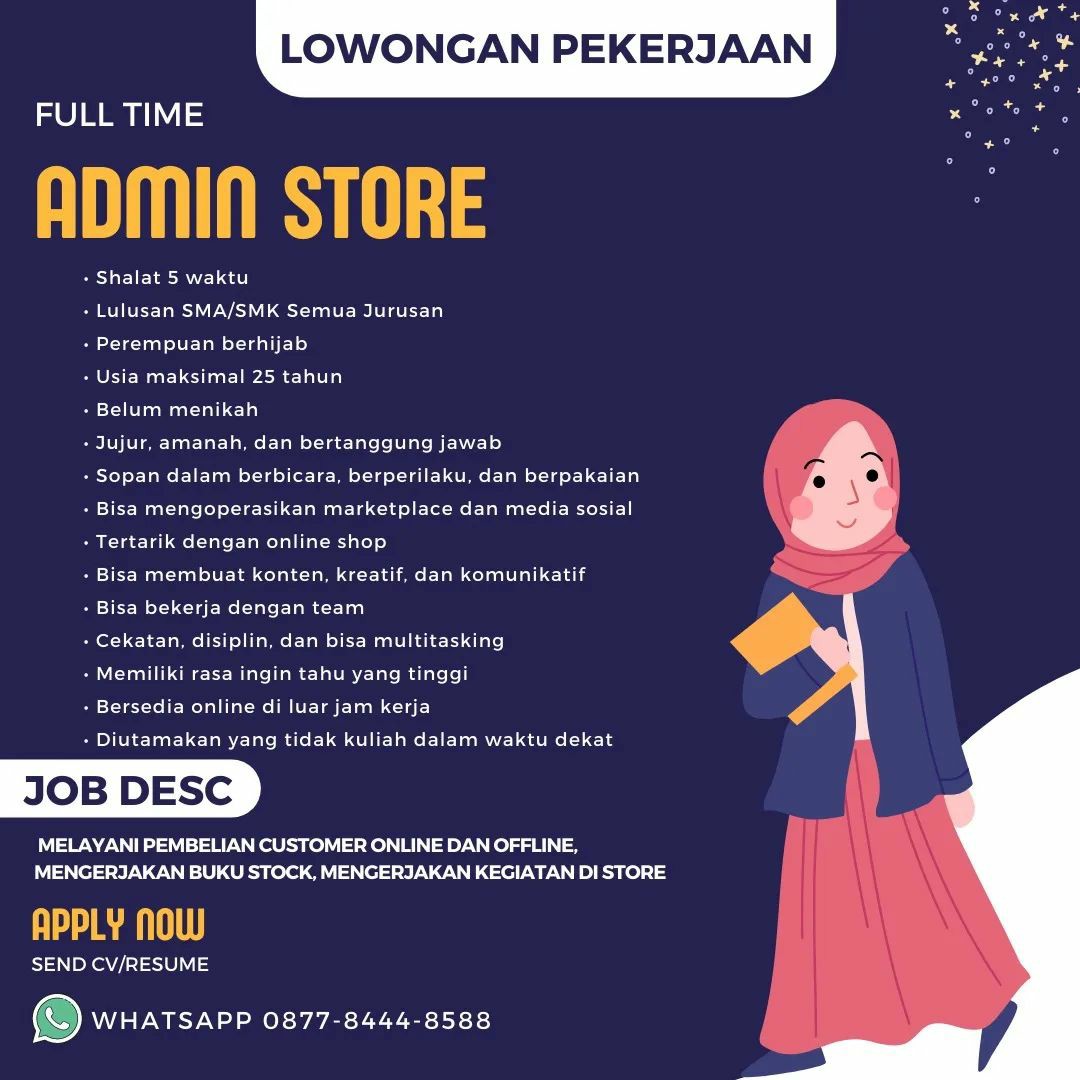 Lowongan Kerja September 2022 Admin Store di Solo - INFO LOKER SOLO