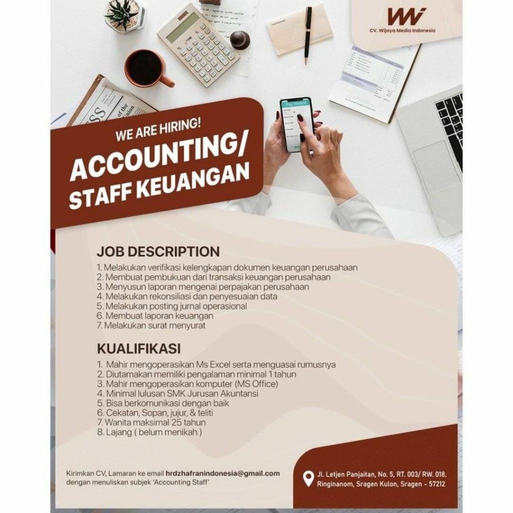 Lowongan Kerja September 2022 Staff Keuangan CV Wijaya Media Indonesia ...