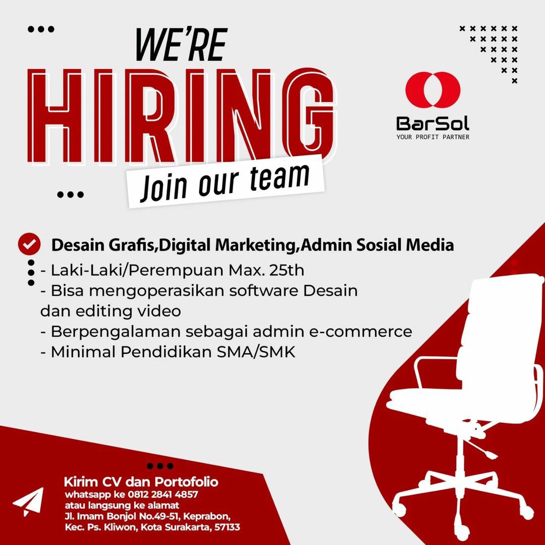 Lowongan Kerja September 2022 Team Barsol di Solo - INFO LOKER SOLO