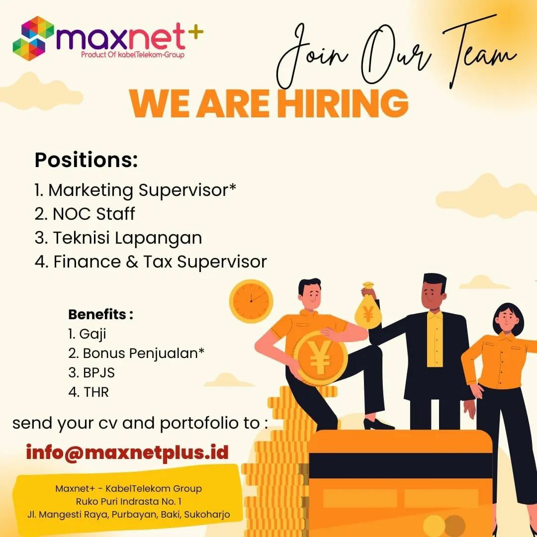 Lowongan Kerja September 2022 Team Maxnetplus di Solo - INFO LOKER SOLO