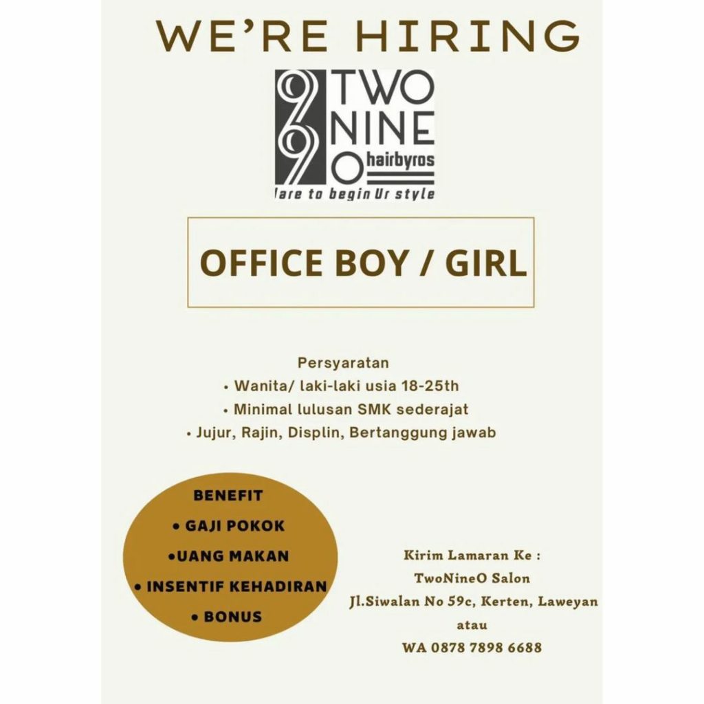 Lowongan Kerja September 2022 Team Salon Twonine di Solo - INFO LOKER SOLO
