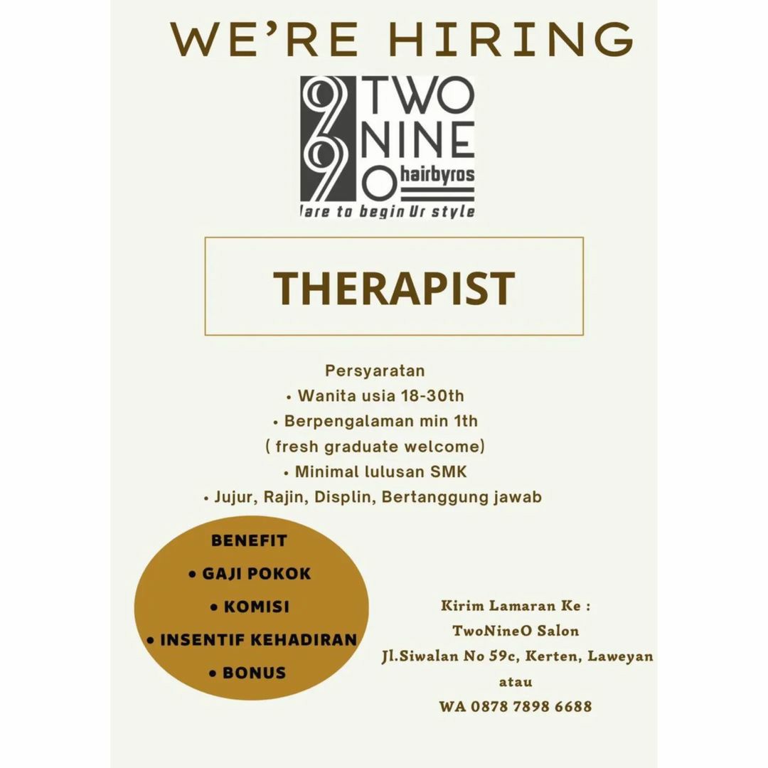 Lowongan Kerja September 2022 Team Salon Twonine di Solo - INFO LOKER SOLO