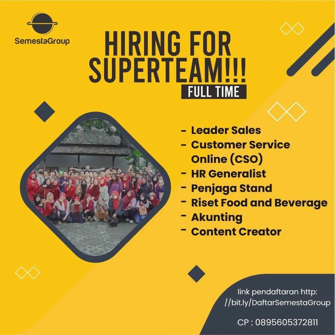 Lowongan Kerja September 2022 Team Semesta Group di Solo - INFO LOKER SOLO