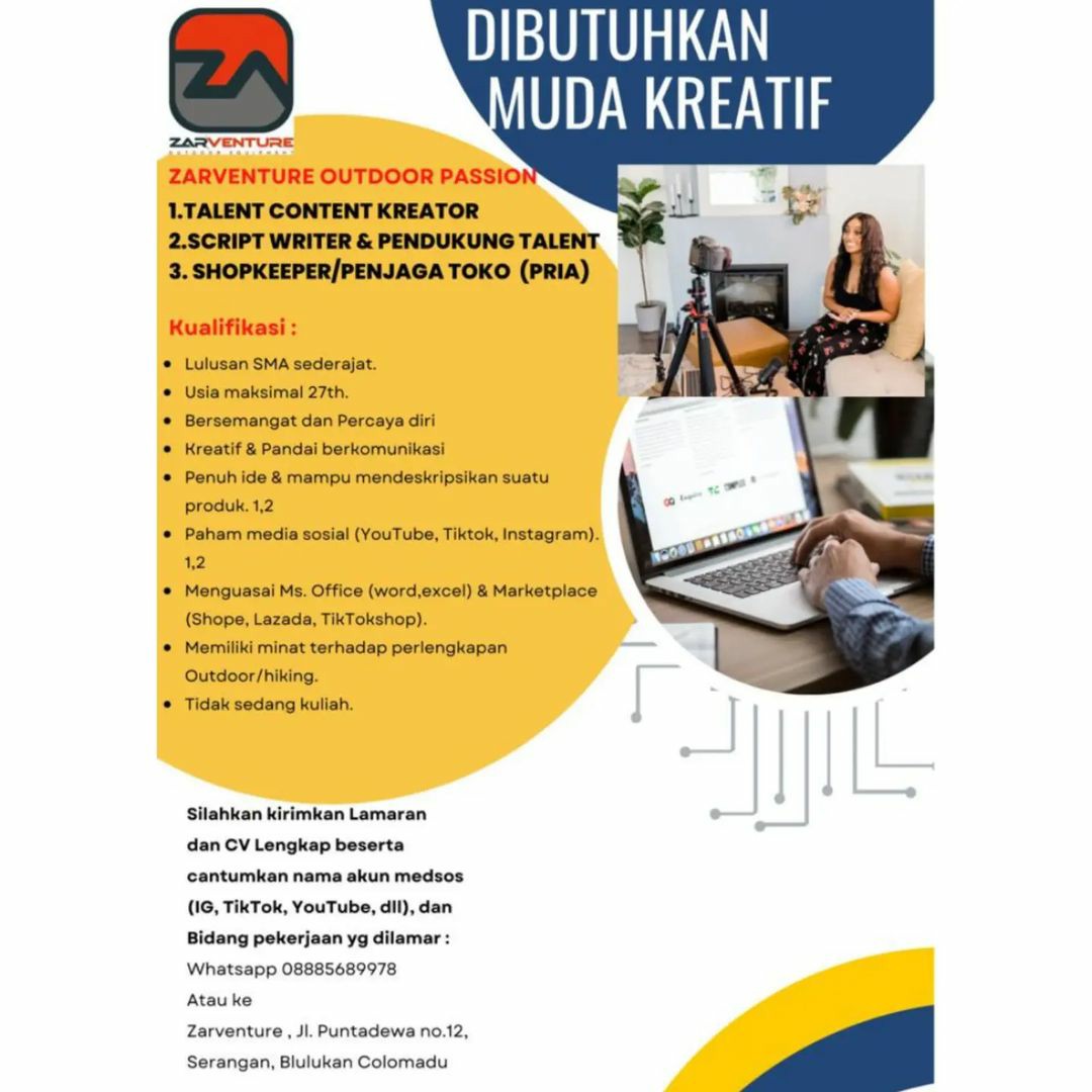 Lowongan Kerja September 2022 Team Zarventure di Solo - INFO LOKER SOLO