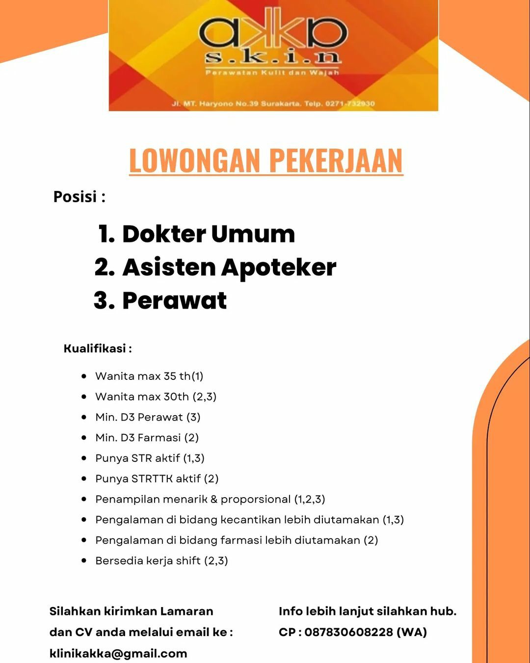 Lowongan Kerja Oktober 2022 Team Akka Skin di Solo - INFO LOKER SOLO