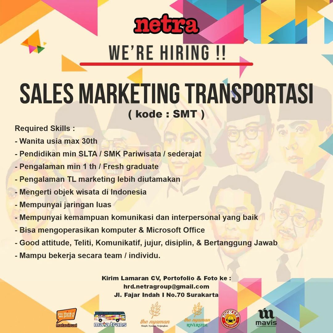 Lowongan Kerja Oktober 2022 Team Netra Group di Solo - INFO LOKER SOLO