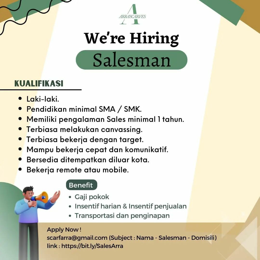 Lowongan Kerja November 2022 Salesman Arra Scarves di Solo - INFO LOKER ...