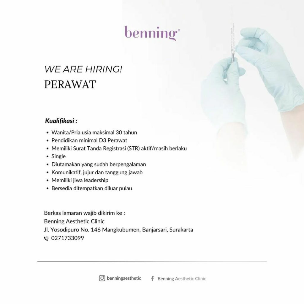 Lowongan Kerja Desember 2022 Benning Clinic di Solo - INFO LOKER SOLO