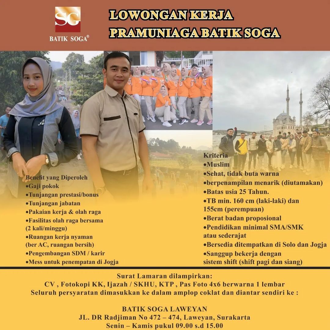 Lowongan Kerja Desember 2022 Pramuniaga Batik Soga di Solo - INFO LOKER ...