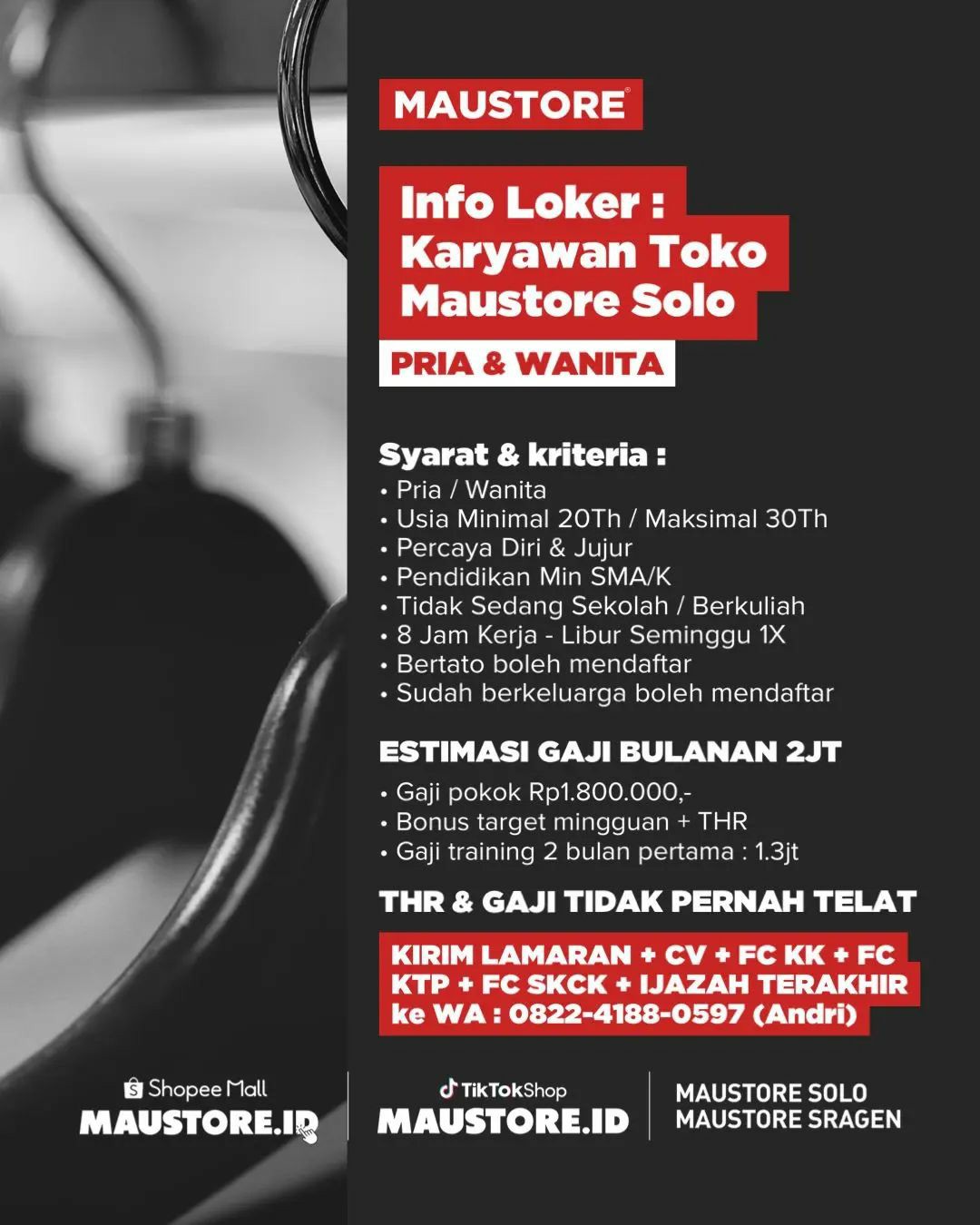 Lowongan Kerja Desember 2022 Team Mau Store di Solo - INFO LOKER SOLO