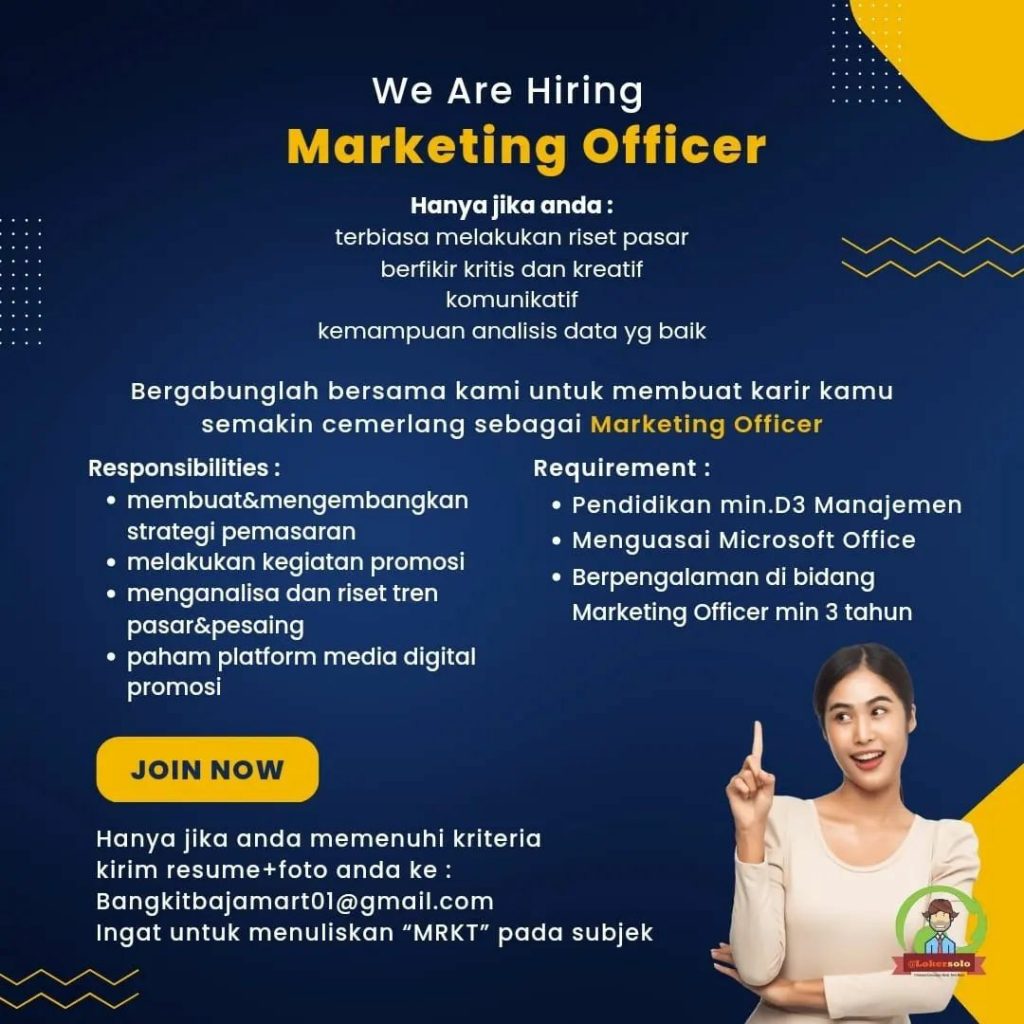 Lowongan Kerja Januari 2023 Team PT Bangkit Baja Mart di Solo - INFO ...