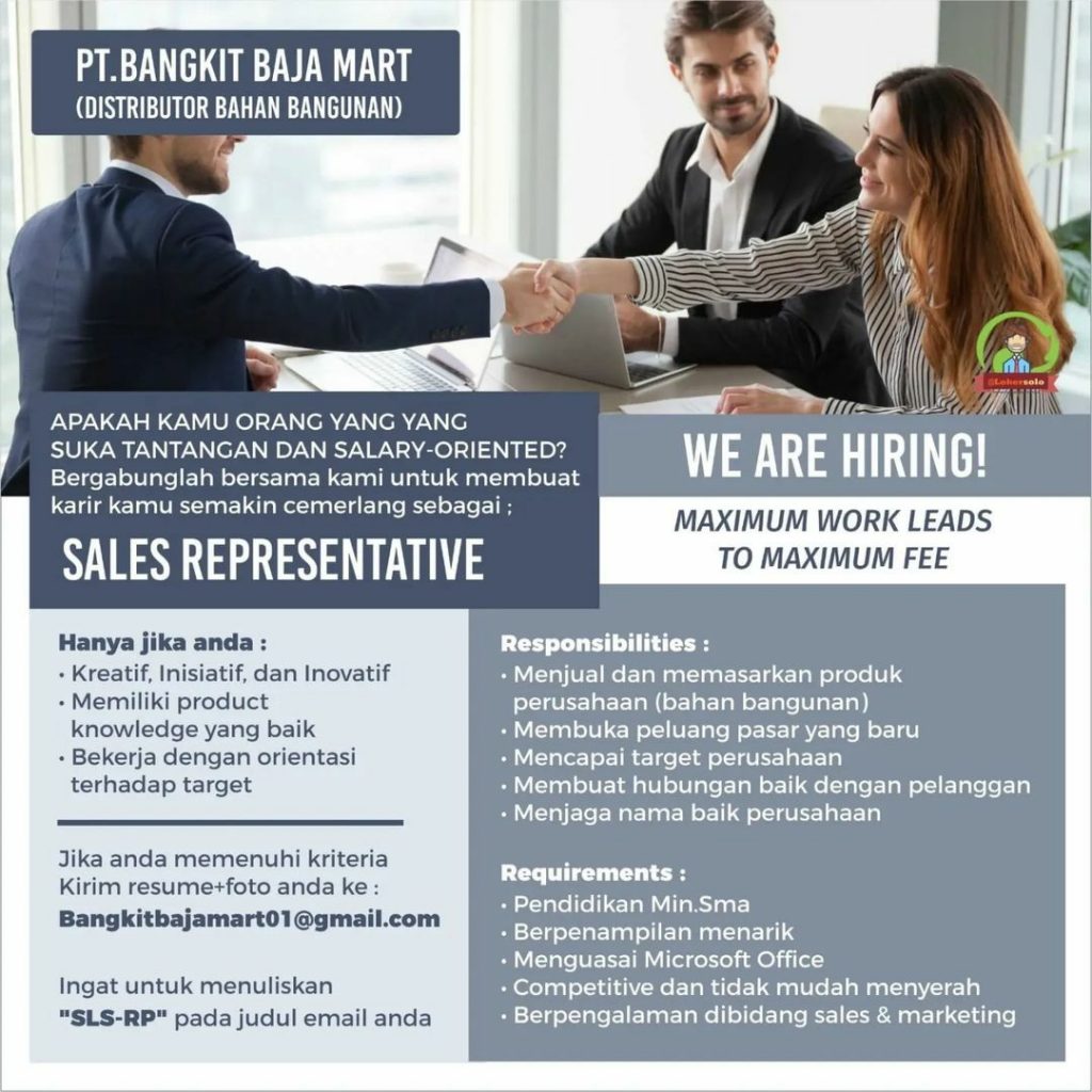 Lowongan Kerja Januari 2023 Team PT Bangkit Baja Mart di Solo - INFO ...