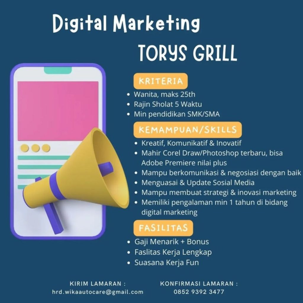 Lowongan Kerja Februari 2023 Team Torys Kitchen di Solo - INFO LOKER SOLO