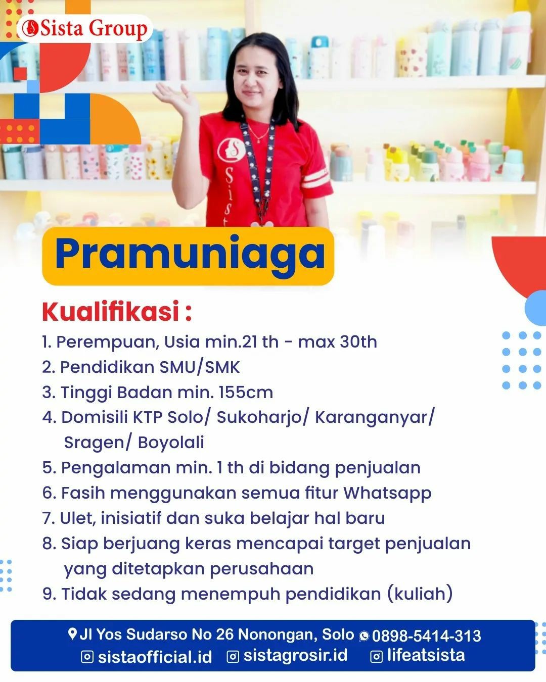 Lowongan Kerja April 2023 Team Sista Group di Solo - INFO LOKER SOLO