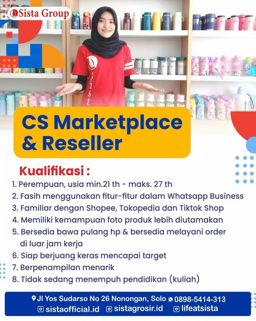 Lowongan Kerja April 2023 Team Sista Group di Solo - INFO LOKER SOLO