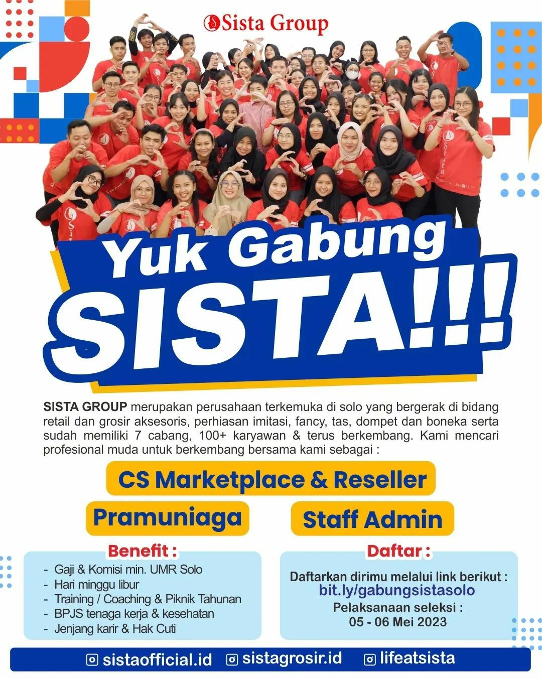 Lowongan Kerja April 2023 Team Sista Group di Solo - INFO LOKER SOLO