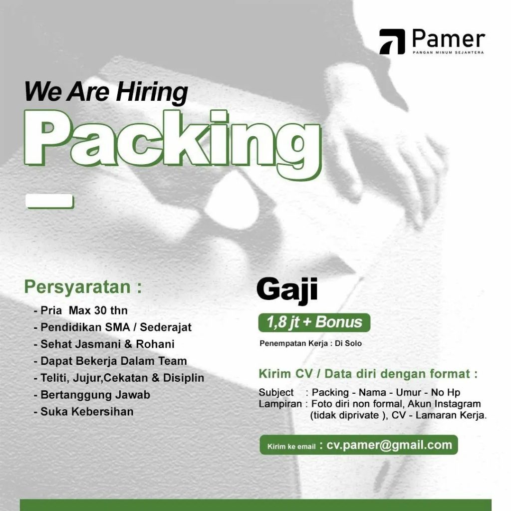 Lowongan Kerja Mei 2023 Admin Customer Service CV Pamer di Solo - INFO ...
