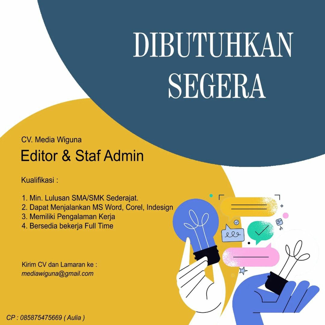 Lowongan Kerja Mei 2023 Staff Admin CV Media Wiguna di Solo - INFO ...