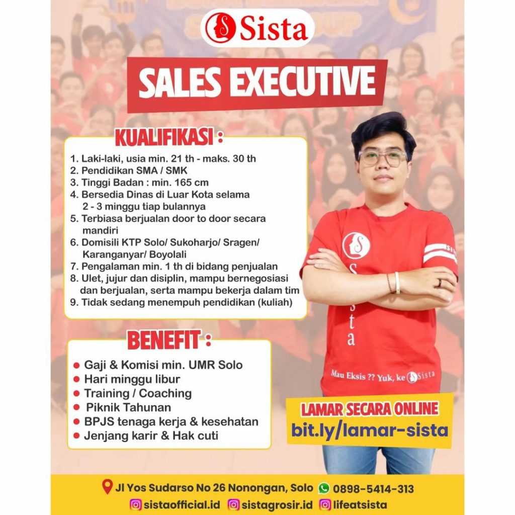 Lowongan Kerja Mei 2023 Staff Sista Group di Solo - INFO LOKER SOLO