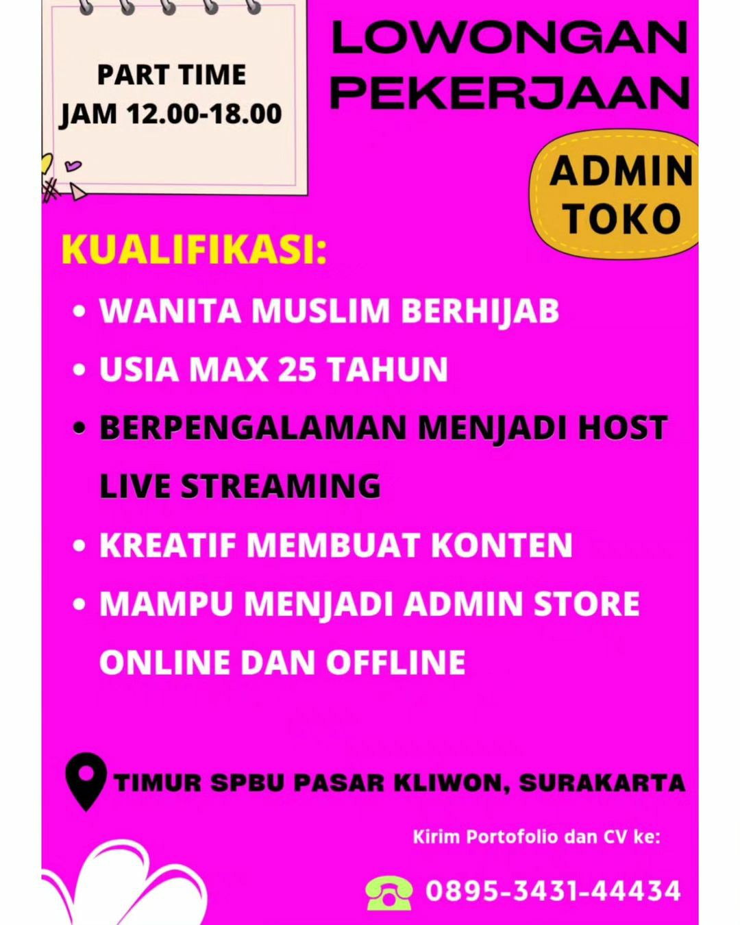 Lowongan Kerja Juni 2023 Admin Toko Timur SPBU Pasar Kliwon Solo - INFO ...