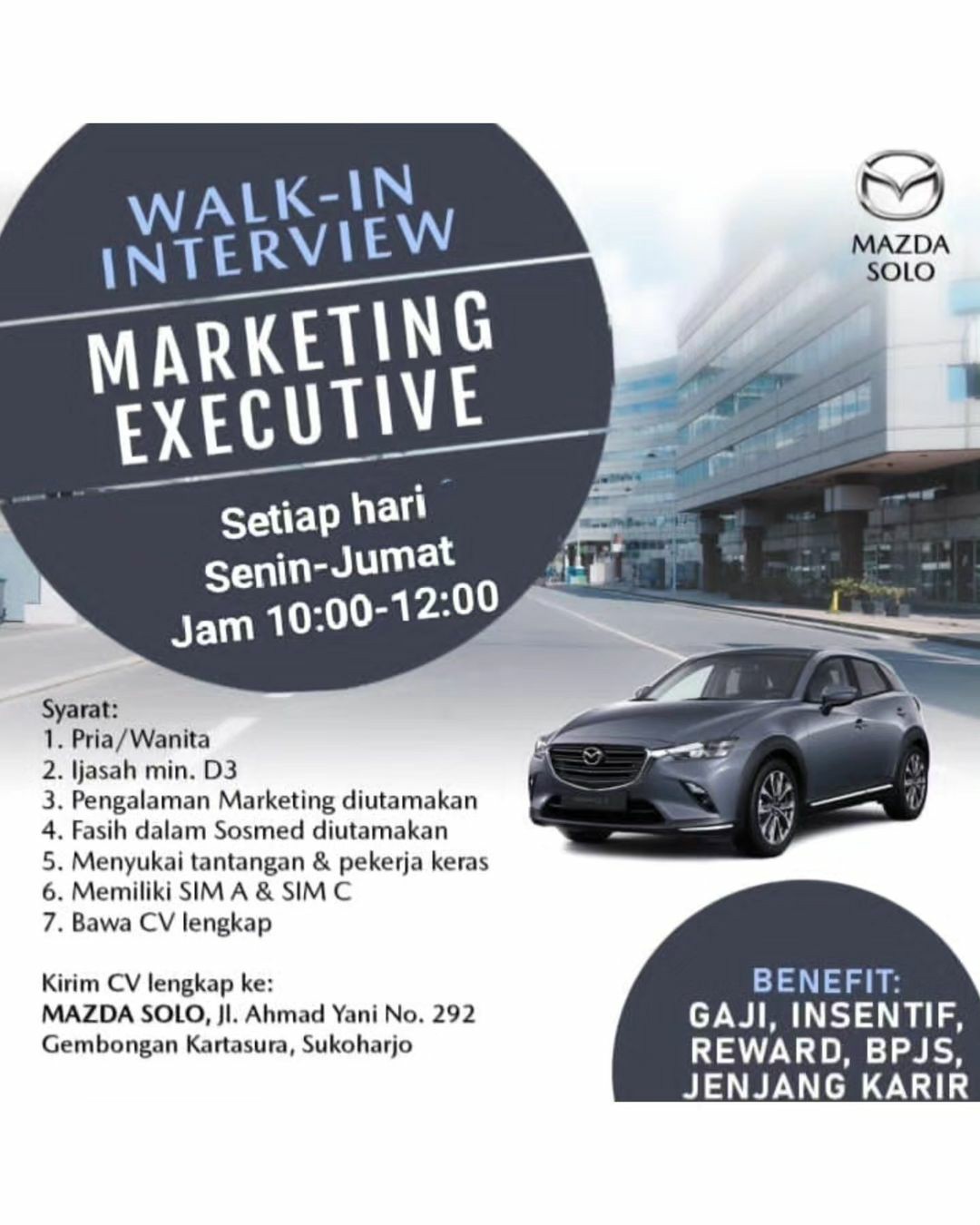 Lowongan Kerja Juni 2023 Markerting Executive Mazda di Solo - INFO ...