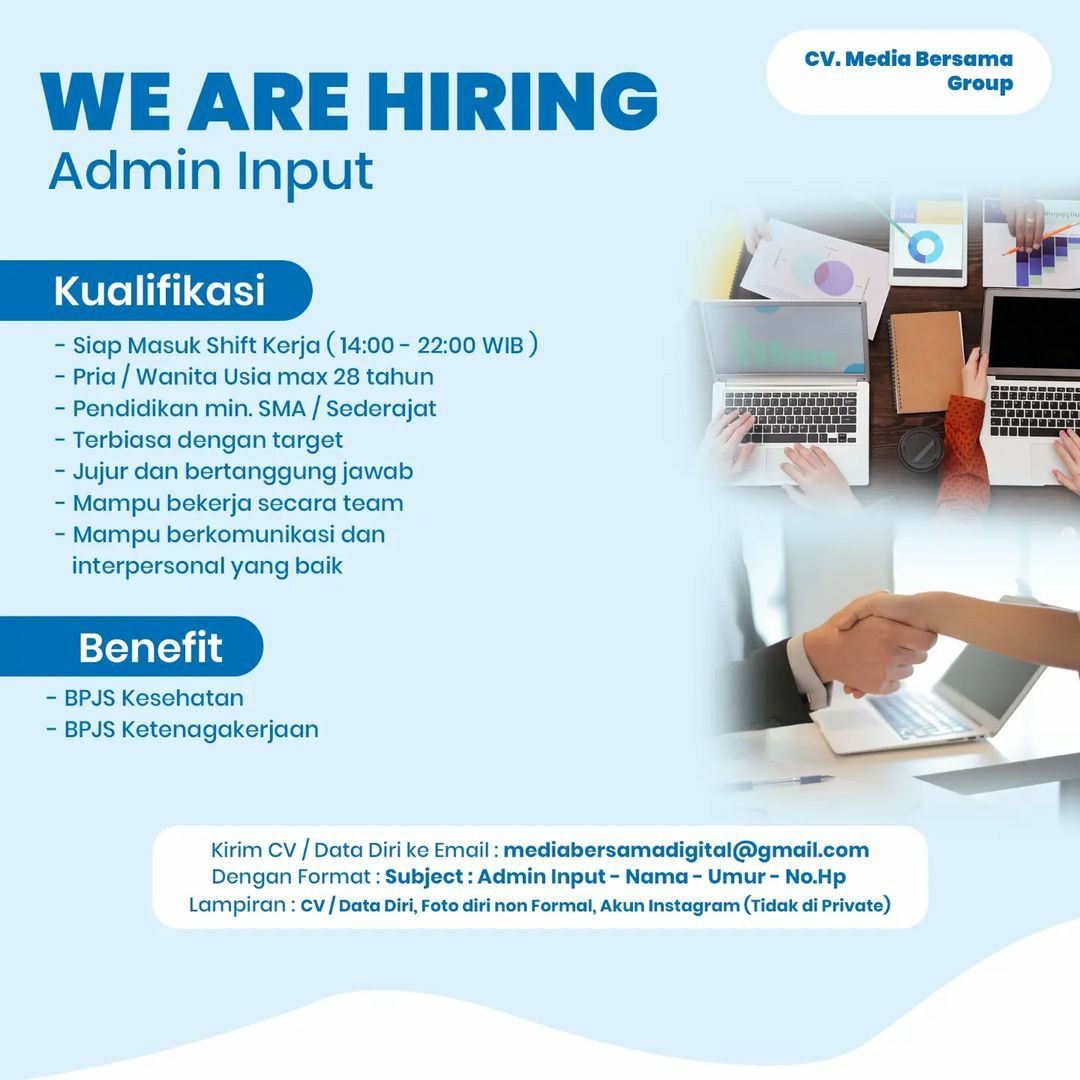 Lowongan Kerja Mei 2023 Admin CV Media Bersama Group di Solo - INFO ...