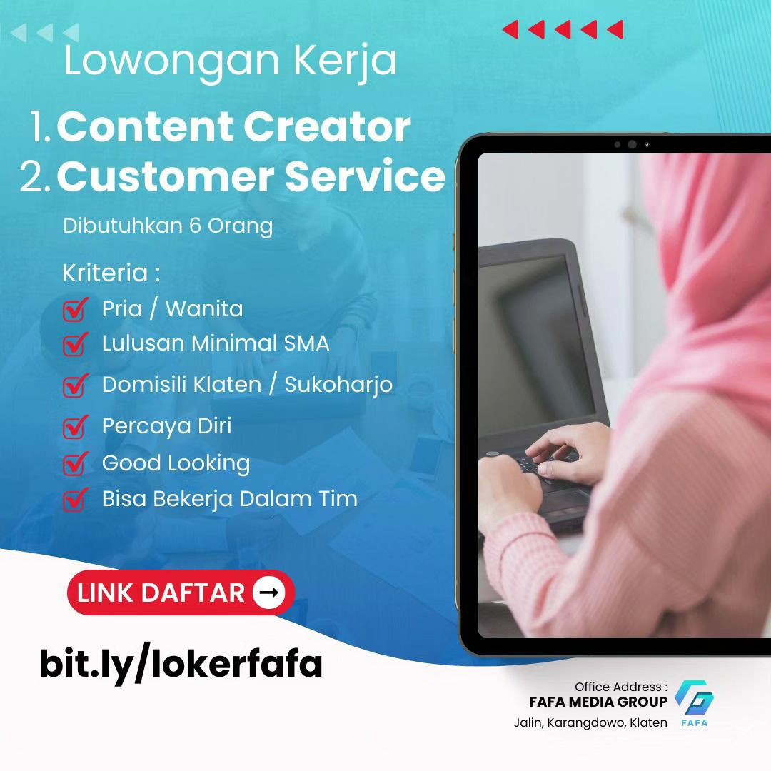 Lowongan Kerja September 2023 Content Creator Fafa Media Group di Solo ...