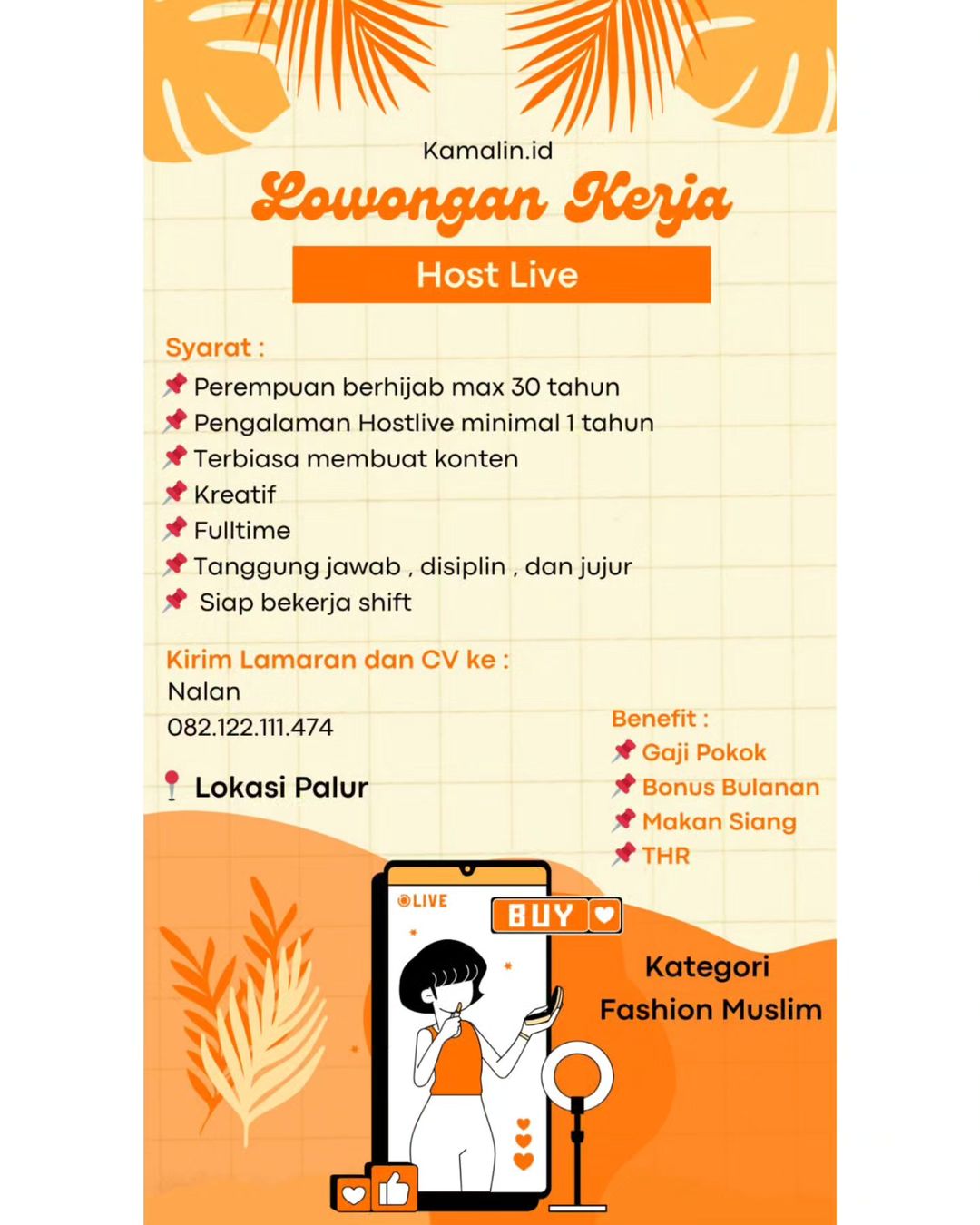 Lowongan Kerja Oktober 2023 Host Live Kamalin ID di Solo - INFO LOKER SOLO