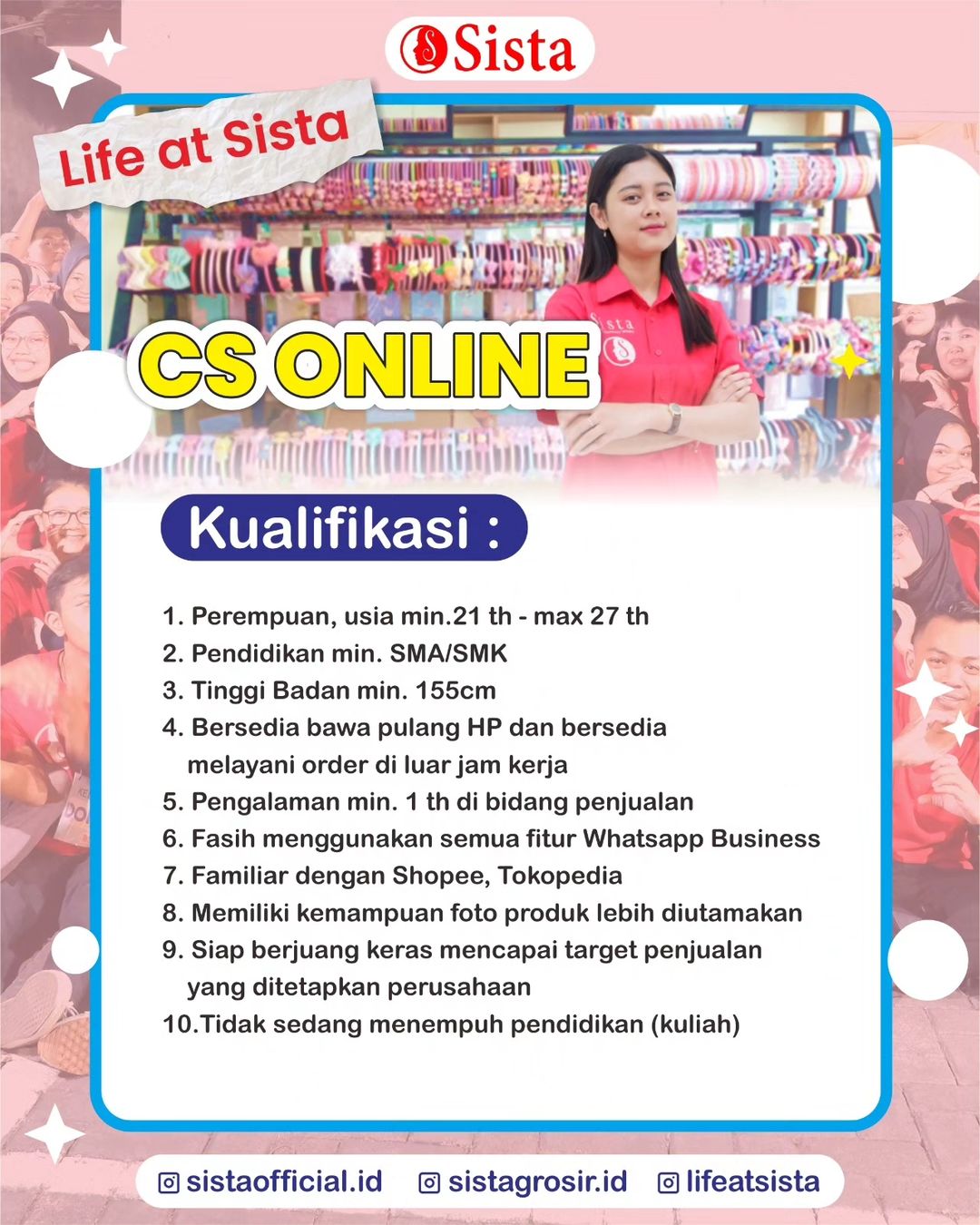 Lowongan Kerja November 2023 CS Online Sista Group di Solo - INFO LOKER ...