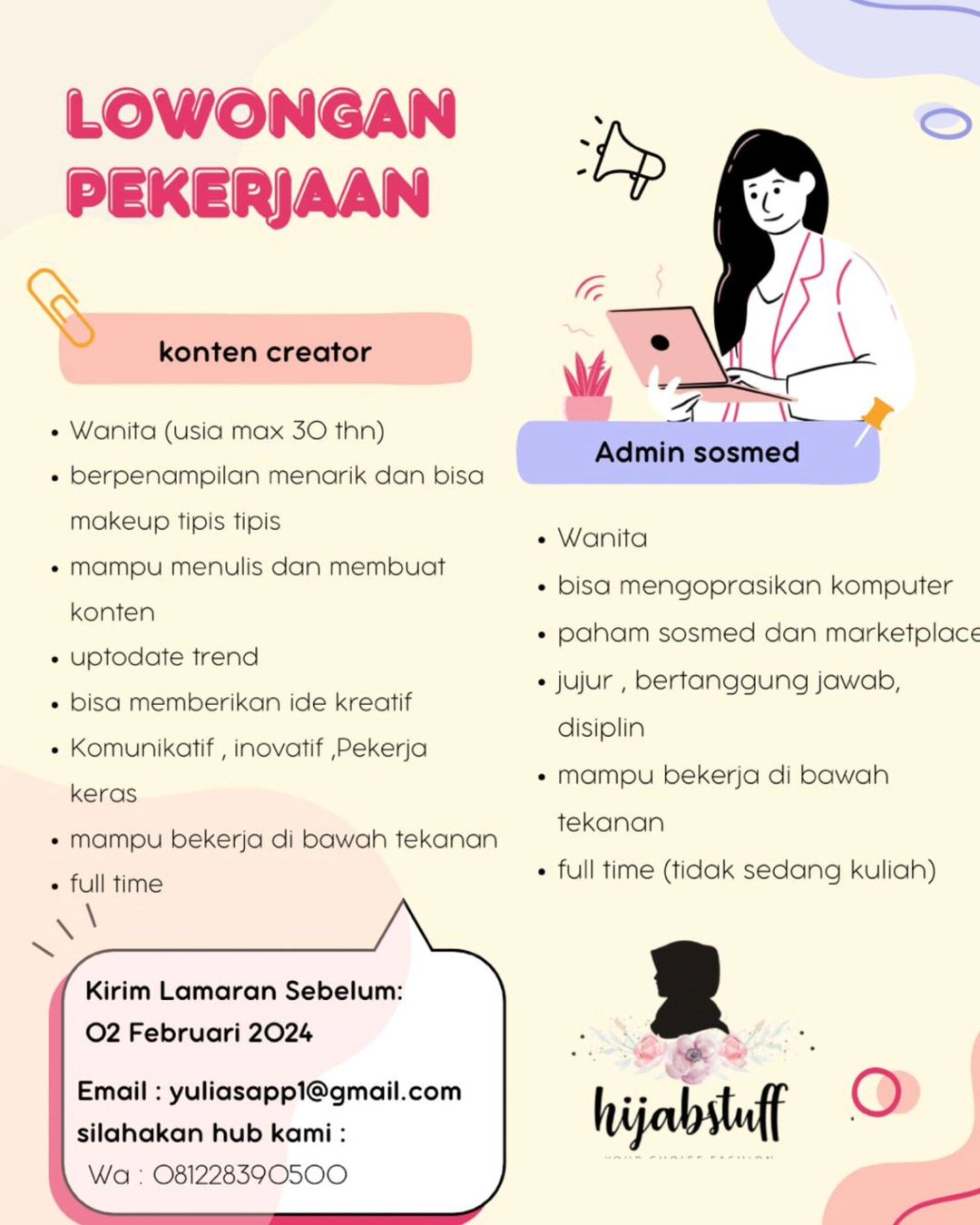 Lowongan Kerja Januari 2024 Content Creator Hijabstuff di Solo - INFO ...