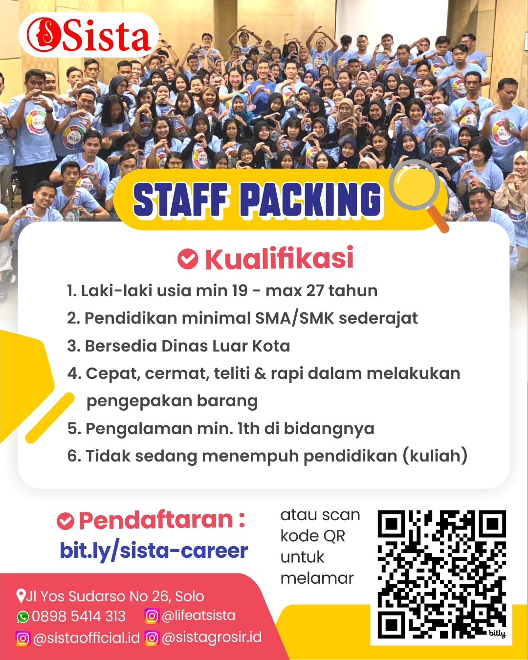Lowongan Kerja Maret 2024 Staff Packing Toko Sista Group di Solo - INFO ...