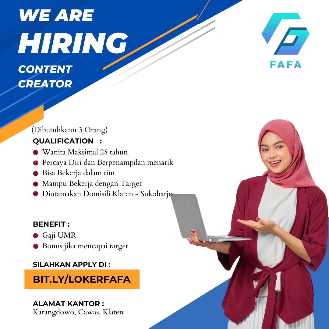 Lowongan Kerja Mei 2024 Content Creator Fafa Media Group di Solo - INFO ...