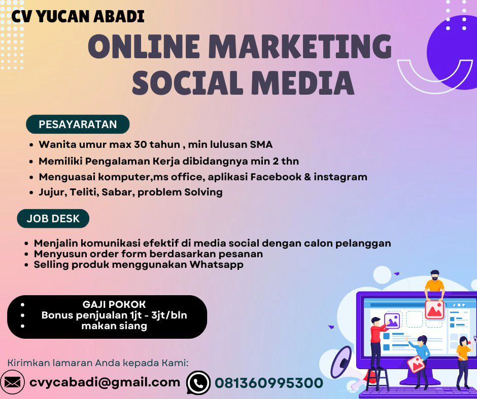 Lowongan Kerja Mei 2024 Online Marketing CV Yucan Abadi di Solo - INFO ...
