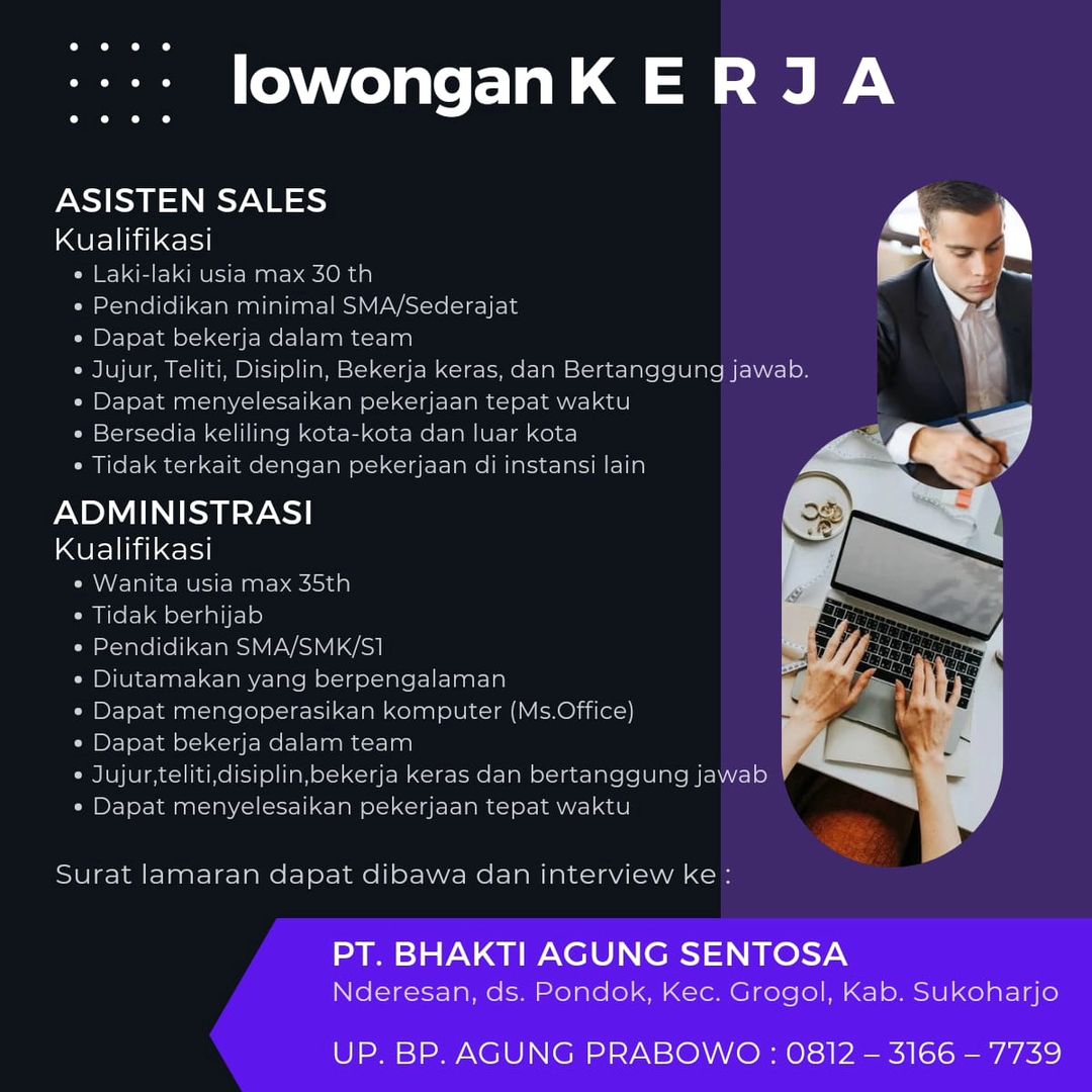 Lowongan Kerja Juni 2024 Admin PT Bhakti Agung Sentosa di Solo - INFO ...