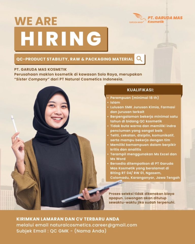 Lowongan Kerja Januari 2026 PT Garuda Mas Kosmetik di Solo - INFO LOKER ...